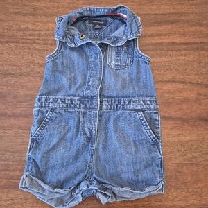 Tommy Hilfiger Girls Blue Denim Jean Romper Size 12M